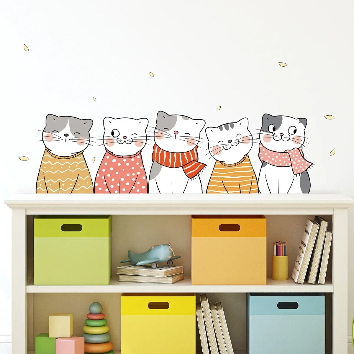 1Pc Cartoon Cute Cat Wall Sticker for Door Wall Decoration Children's Room Bedroom Wall Decals Kids Room Decor Living Room DIY