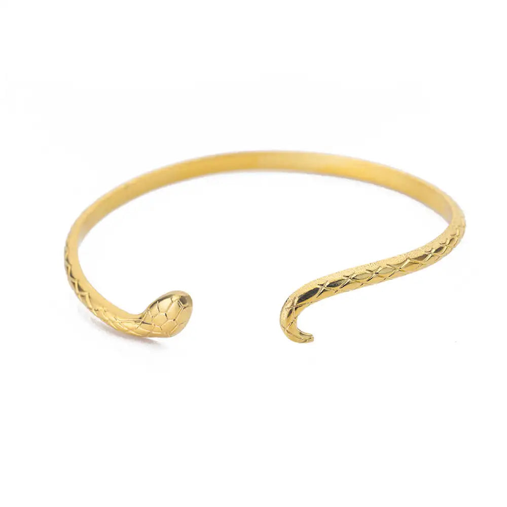 Stainless Steel Gold Color Simple Snake Bracelet For Women Men Fashion Open Cuff Bracelets Bangle Party Jewelry Gift Wholesale