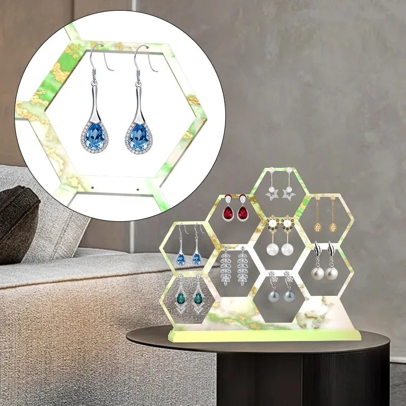 DIY Jewelry Storage Crystal Epoxy Resin Mold Ornaments Hollow Earrings Hexagonal Bracket Pendant Silicone Mold