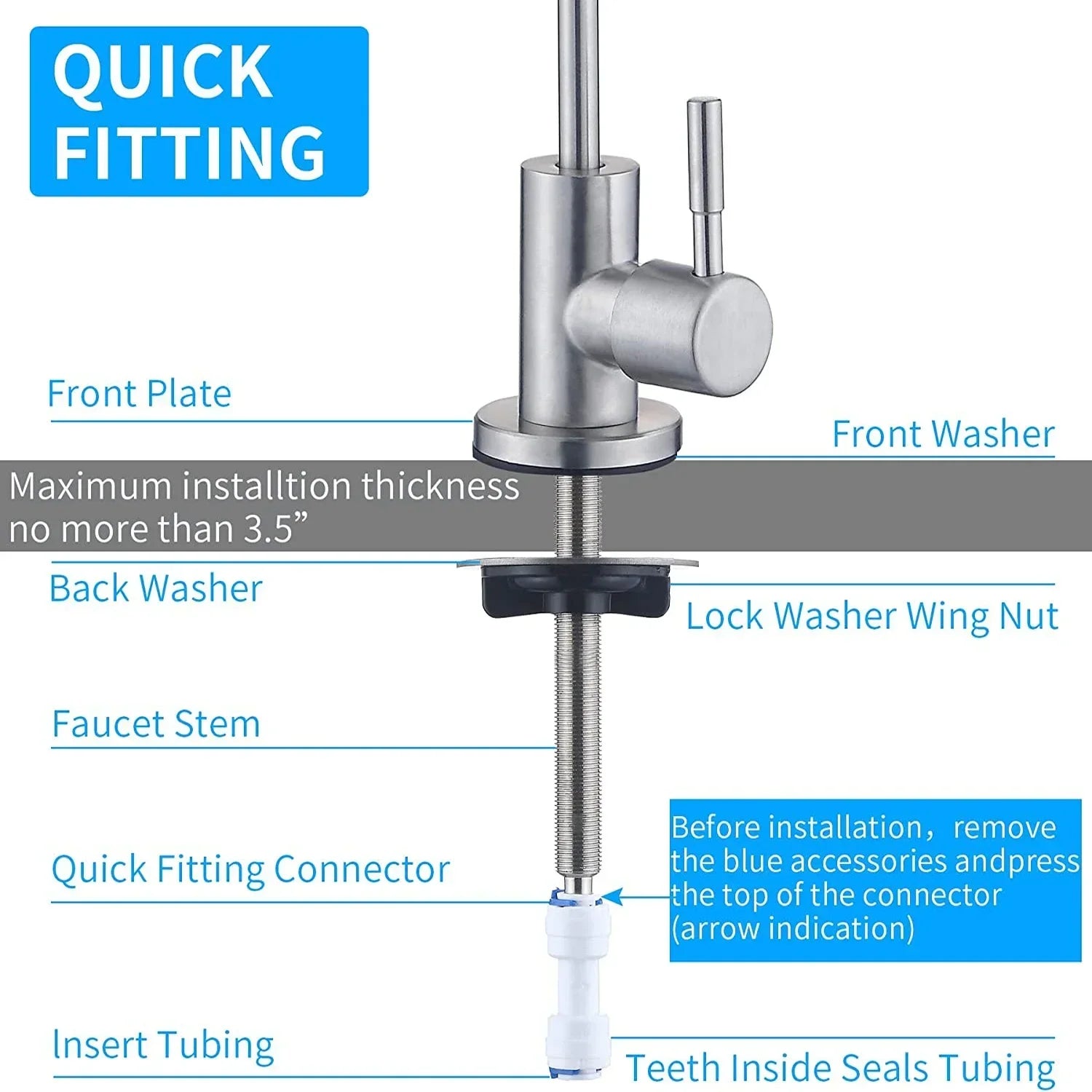 Water Filter Faucet, Lead-Free Purifier Filtered Faucet Fits Reverse Osmosis Units or Water Filtration System Kitchen RO Faucet