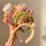 Personalized  New Cartoon Plush Cute Bear Hairband for Girl Children Wash Face Make Up Furry Headband Fashion Accessories