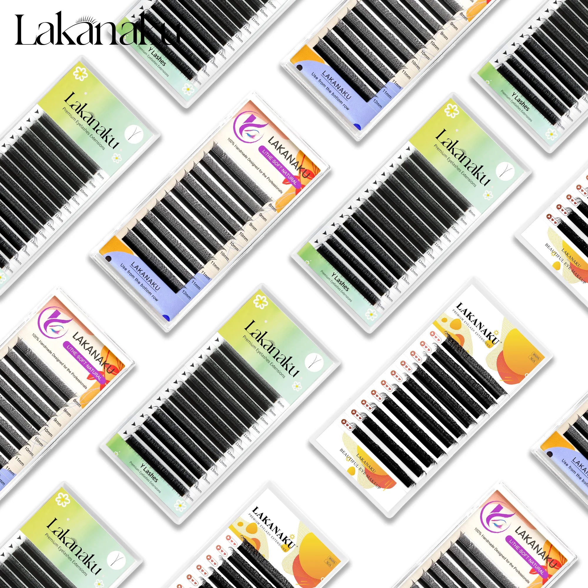 Lakanaku 1D/2D/3D YY Shape Lashes Faux Mink C/D Natural Soft Brazilian Eyelash 3 Split Tips YY Cilios Lashes Extension