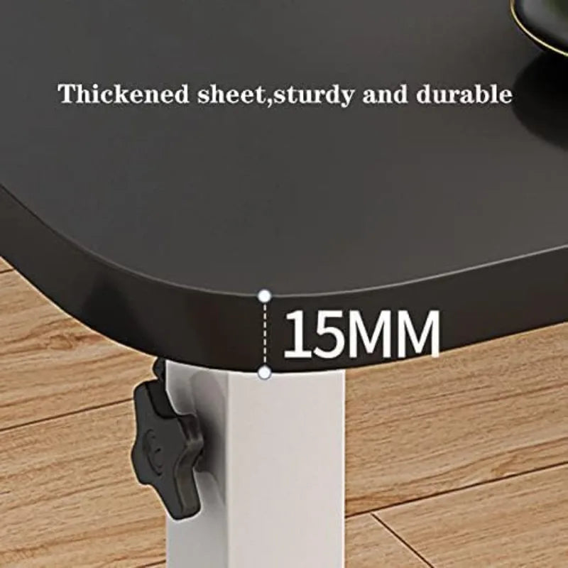 Laptop Desk with Drawer 360° Rotating Plate Double Anti-slip Strips Height Adjustable Foldable Portable Bed Table for Students