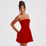Women's Sexy A-Line Dresses Summer New Solid Sexy Bodycon Sleeveless Off Shoulder Dress Fashion Elegant Club Party Lady Dresses