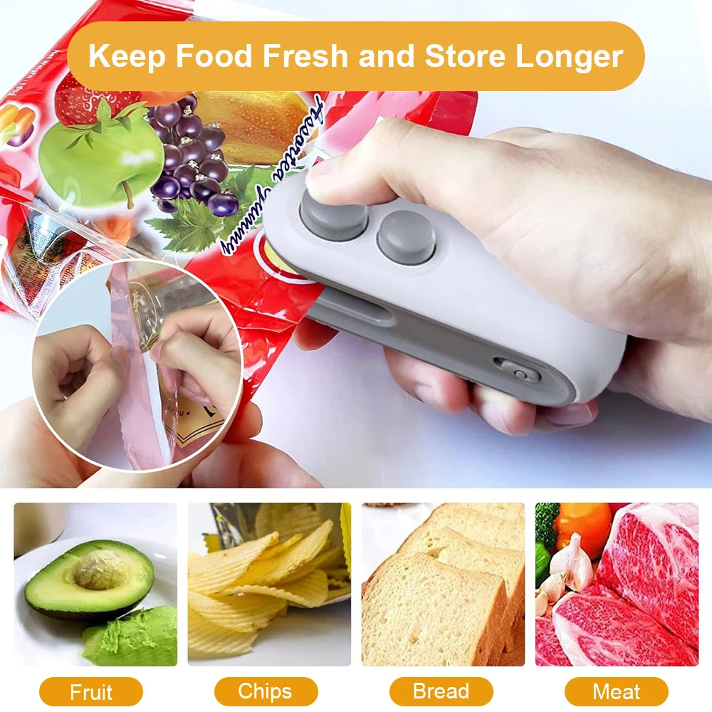 Mini Heat Bag Sealing Machine Package Sealer Bags Plastic Food Sealer Clip Bag Handheld Sealer Food Packaging Heat Sealer