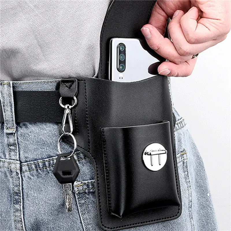 Phone Belt Bag PU Leather Pack Multifunctional Retro Men Bag Cell Phone Loop Holster Phone Pouch Wallet Fashion Phone Bag