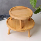 Mini Wooden Stool Flower Display Stand Potted Plant Shelf Bonsai Rack Simple Wood Grain Garden Plant Pot Stand for Home Graden