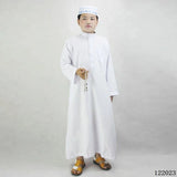 Boy Muslim Robe Polyester Comfortable Juba Tobe Islamic Traditional Dress Embroidered Gown Robe White Ramadan Prayer Dress