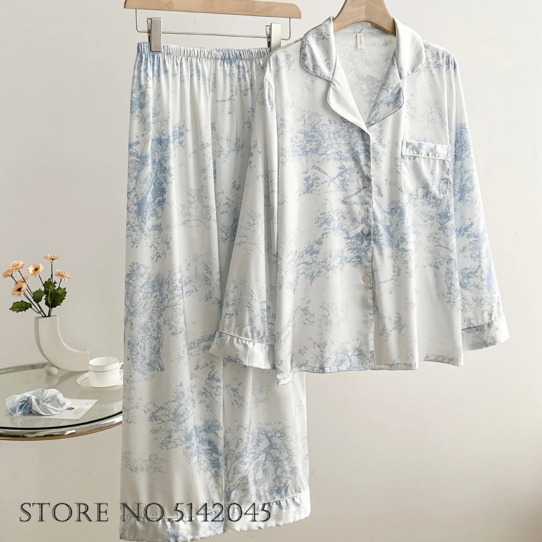 Summer Women's Pajama Sets Short Sleeve Pyjamas Flower Print Home Clothes Sleepwear Soft and Comfortable Loungewear Nightwear