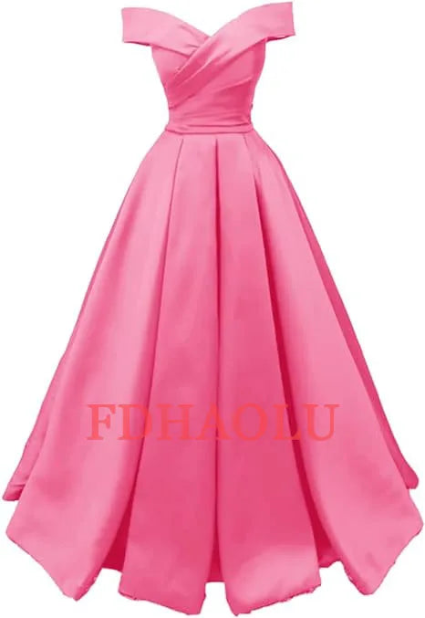 Customized Vintage Off The Shoulder Evening Dresses Long Satin Prom Dress Elegant Women Formal Gowns Wedding Dress Party Dress