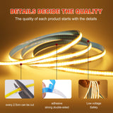 Dimmable COB LED Strip Light 5V USB Flexible LED Tape with ON OFF Switch 320LEDs High Density Linear Lighting with Adhesive Tape