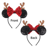 2024 New Christmas Mickey Minnie Mouse Headband Women Disney Ear Hairband Kids Xmas Party Hair Accessories Hot Festival Cosplay