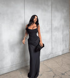 Mingmingxi White Sexy Corset Maxi Dress Party Outfit Women’s Evening Dress Long Black Dinner Ball Gown Elegant Prom Dresses