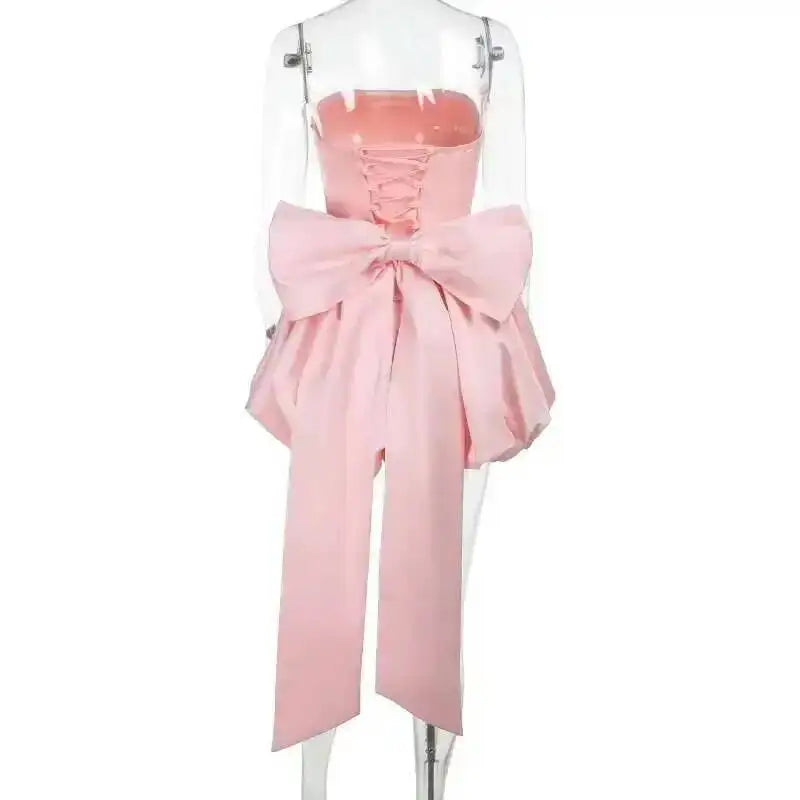 Townlike Bow Backless Sexy Party Dress Women Mini 2025 Spring Summer Dress Waist Wrap A-line Ball Gown Dresses
