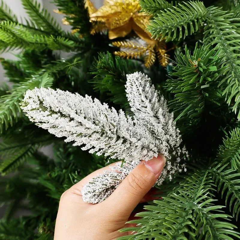 20/5Pcs Christmas Artificial Pine Needles Branches Snow Pine Fake Plants DIY Xmas Tree Wreath Ornaments Home Xmas New Year Gifts