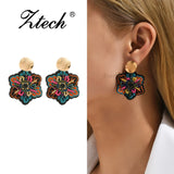 New Korean Fashion Colorful Flower Handmade Beaded Dangle Earrings For Women 2023 Trending Elegant Statement Jewelry Accessories