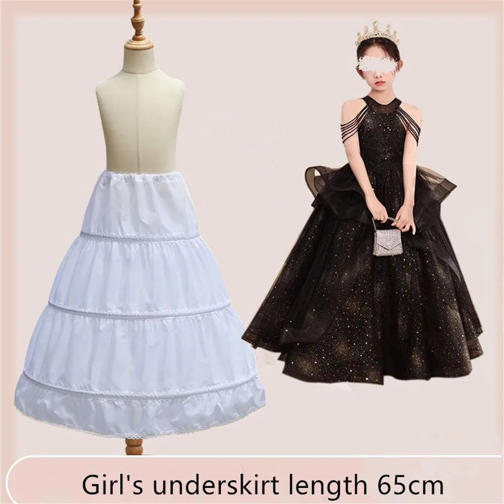 Girls Crinoline Petticoat With Hoop Children Under Skirt Short White Underskirt A-line Ball Gown Child Petticoats