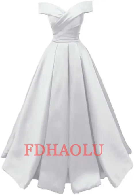 Customized Vintage Off The Shoulder Evening Dresses Long Satin Prom Dress Elegant Women Formal Gowns Wedding Dress Party Dress