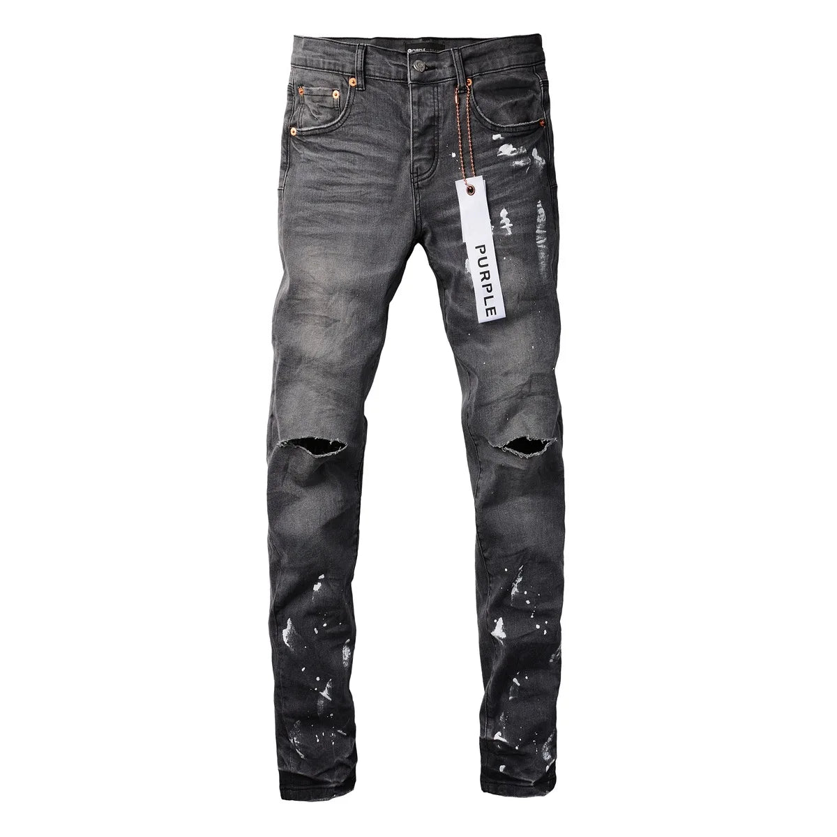 2024 New Fashion Trend High Quality Jeans Classic Retro American High Street Ripped Gray Paint Washed Skinny Jeans Men