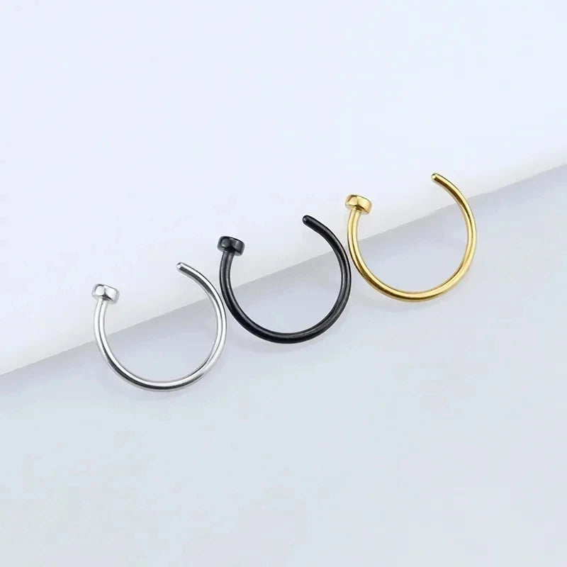 2Pcs Fake Nose Rings for Women, 316L Stainless Steel Lip Rings Labret Ring Nostril Hoop Piercing Studs Nose Piercing Jewelry