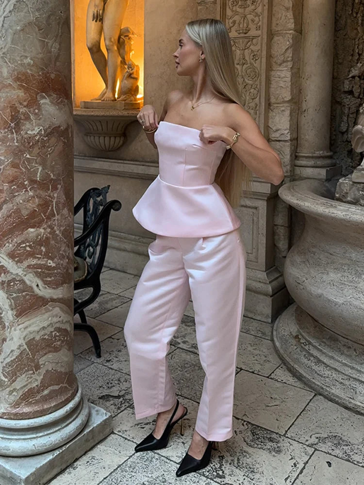 Elegant Shawl Pleated Top Long Skirt Women Set Sleeveless Tops Diamond Shawl High Waist Fashion Evening Skirts Summer Lady Suit