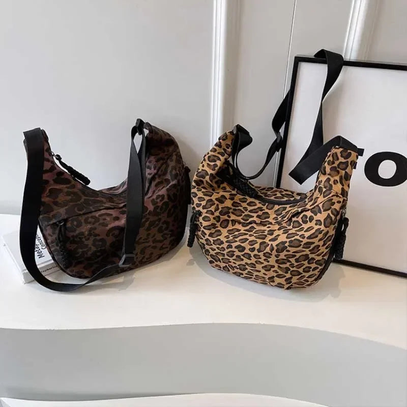 Leopard Print Crossbody Bags for Women Corduroy Casual Shoulder Tote Bags Ladies Sac A Main Femme Designer Luxury Handbags 2024