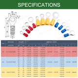 Rv1.25 Rv2 Rv5 22-10Awg Electrical Ring Crimp Wire Terminals Connectors Cable Kit Insulated Wiring Crimping Tool Red Blue Yellow