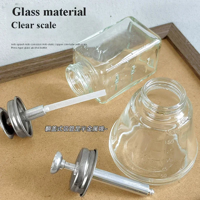 180ml Push Down Glass Empty Pump Dispenser Nail Polish Alcohol Makeup Remover Clear Refillable Bottle Liquid Refillable Bottle