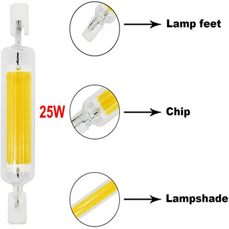 R7S LED Light 78mm 118mm AC110V 120V 220V 230V 240V Natural White Ceramic R7S GlassTube Replace 40W 50W 100W Halogen Lamp Light