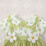 Summer New Flower Short Sleeved Baby Girl Dress Sweet Fake Two Piece Children'S Clothing (6-24 Months)