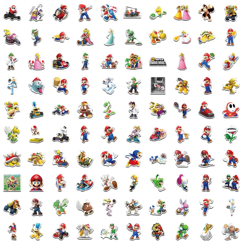 10/30/50/100pcs Anime Cartoon Super Mario Bros Game Sticker Skateboard Bicycle Guitar Laptop Phone Motorcycle Waterproof Sticker