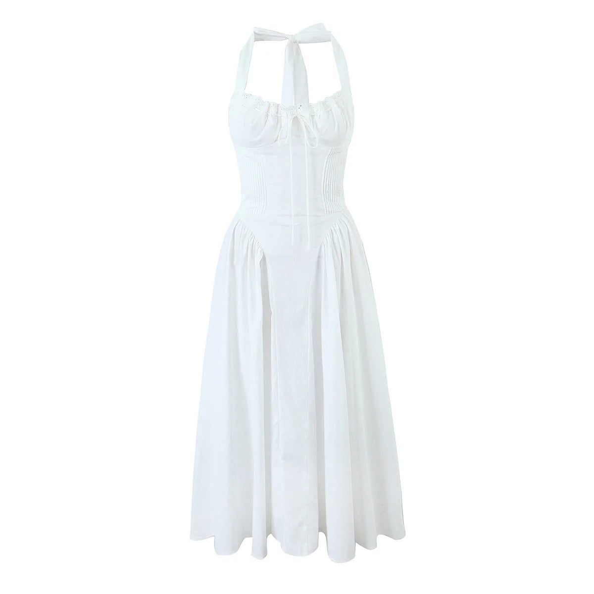 YENKYE Lace Trim Floral Print Halter Dress For Women Sexy Backless Low Waist Midi Summer Dresses Holiday Party Robe