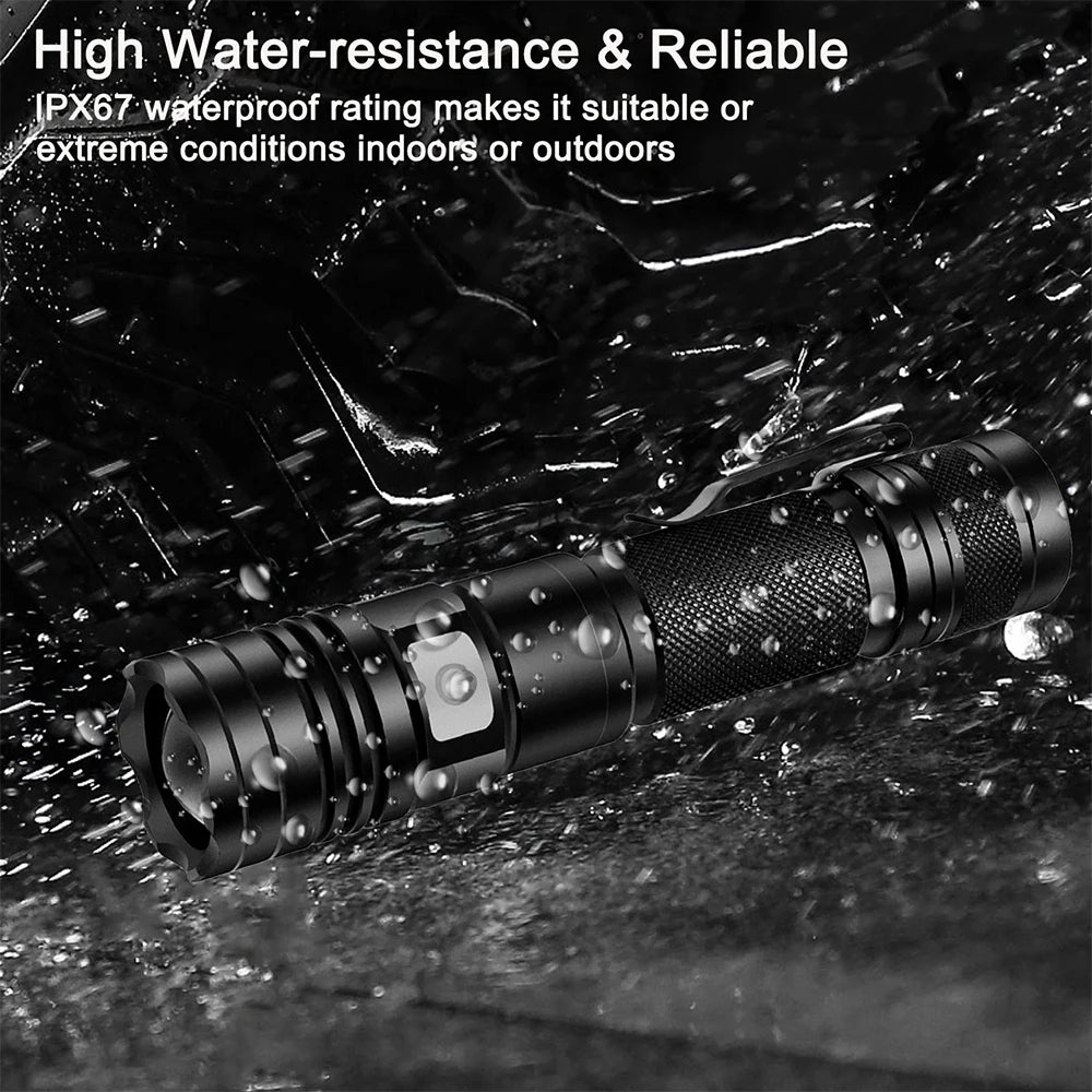 Portable Hand Lantern Powerful LED Flashlight Waterproof 5 Modes Zoom Torchlight Super Bright Torch USB Rechargeable Emerency