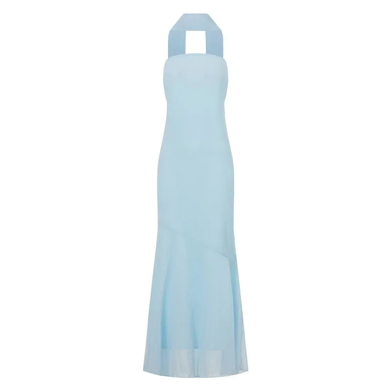 hirigin Womens Floral Strapless Dress Y2k Backless Sleeveless Tube Long Dresses Sexy Mesh Bodycon Summer Beach Party Sundress