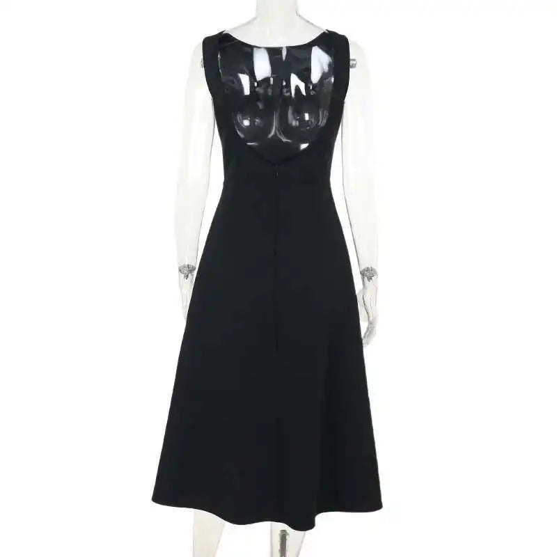 Townlike Pleated Waist Wrap A-line Dress Women Elegant Midi Long 2024 Summer Dress Backless Nightclub Sexy Party Dresses