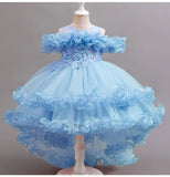 3-10 year old girl children's dragging dress new elegant girl performance puff skirt princess skirt flower children wedding girl