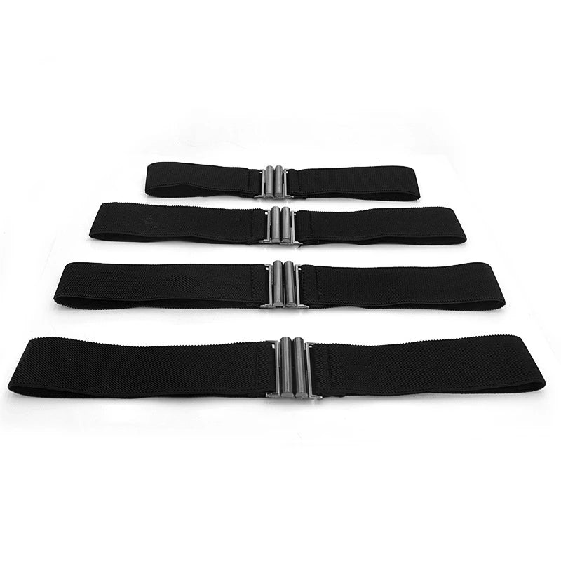 New Elastic Band Wide Belts Simple Down Coat Waist Belt Female Buckle Black Strap Dress Decoration Accessories