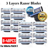 8-48PCS Manual Razor Blade for Gillette Mach 3 Stainless Steel Blade Sharp Safety 3-Layer Man Shaver Blades Replacement Gifts