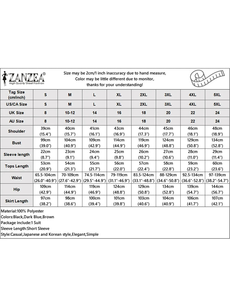 ZANZEA Solid Color Women Dress Sets 2025 Vintage Casual Short Sleeve Tops Maxi Skirts 2PCS Elastic Waist Flower Elegant Suits