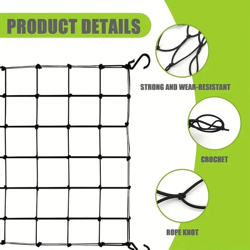 With 4 Elastic Trellis Netting Hooks Heavy-Duty Plant Flexible Hydroponics Support for Indoor PlantsFlexible Hydroponics Support