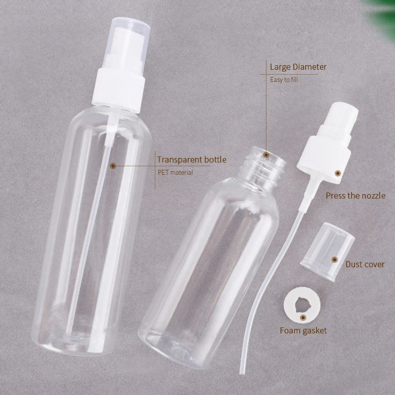 150ml 200ml 250ml Portable Spray Bottle Clear Mini Plastic Bottle Empty Cosmetics Bottle Sample Test Tube Thin Vials For Travel