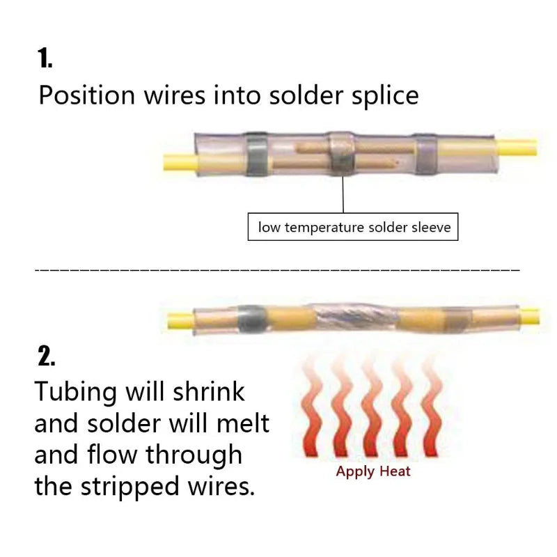 100-1000pcs Heat Shrink Connectors Sleeve Tube Terminals Electrical Butt Splice Wire Connector Solder Insulated Cable Splice