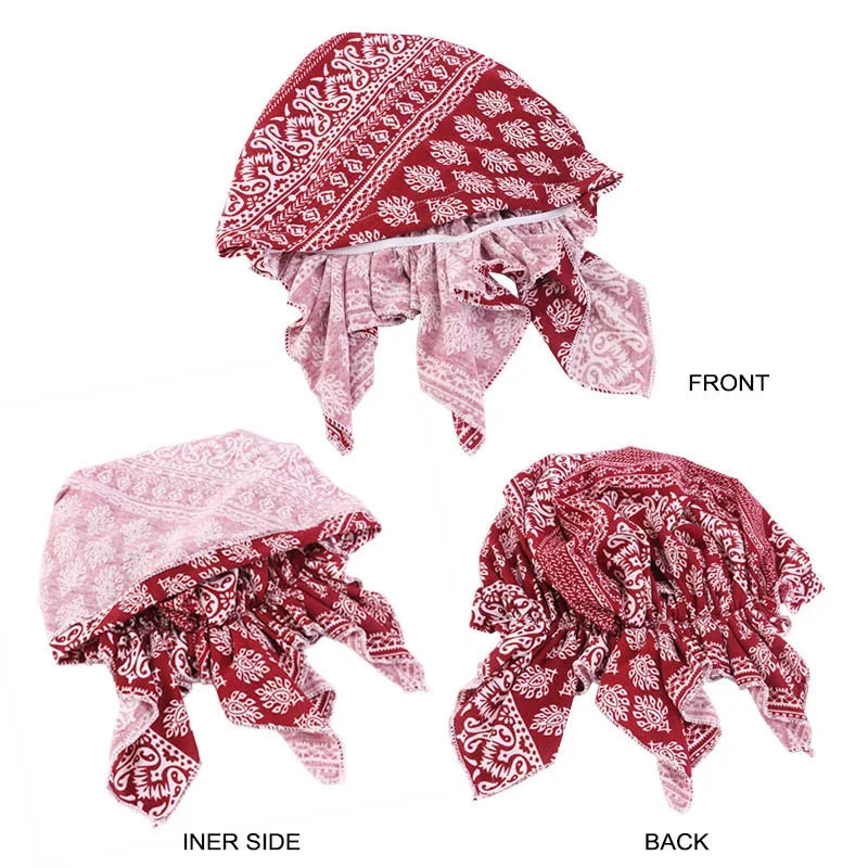 Women soft wrinkle head Scarf Chemo Hat Turban Pre-Tied Headwear Bandana headscarf Tichel for Head Cover Hair Loss Scarf Wrap