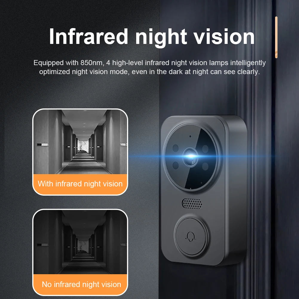 Smart Video Doorbell Camera IR Night Vision Digital Door Viewer 2.4G WiFi 800mAh Battery Magic Door Eye Two-Way Intercom