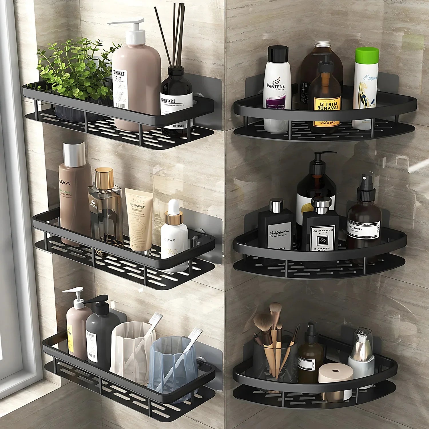 Wall Hanging Corner Rectangular Rack Bathroom Shelf Towel Rack Shelves Wall Shower  Shampoo Rack No Drill Shelf Tripod