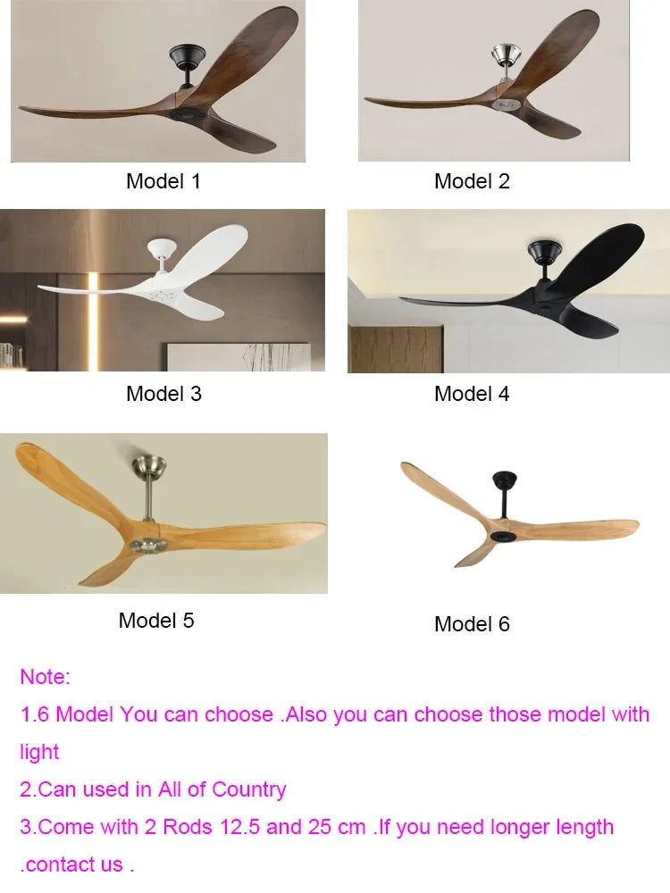 60 70 88 Inch Large Ceiling Fan Only Remote Control DC Motor Reverse Wood Blades Fans Lighting High Quanlity Design Wooden Fans