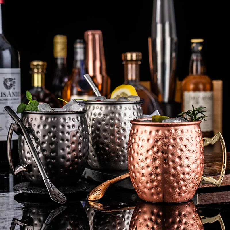 Steel Moscow Mule Mug 500ml Plated Beer Cup Cocktail Mug With Handle