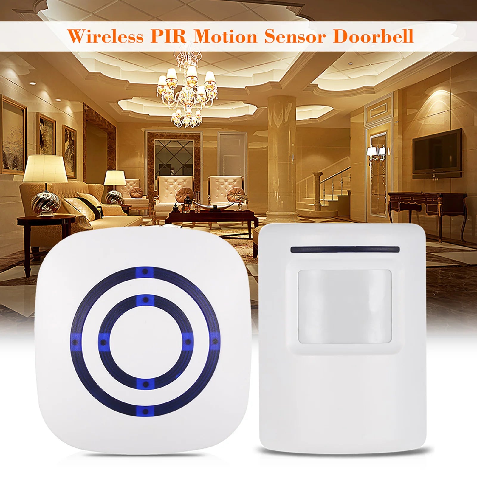 Doorbell Wireless PIR Motion Sensor Doorbell 38 Chimes Volume Adjustment Long Transmission Range Doorbell