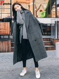 Black Plaid Thick Warm Elegant Wool Blend Solid Chaquetas Woolen Temperament Fall Winter Overcoat Coats High-grade Jaquetas New