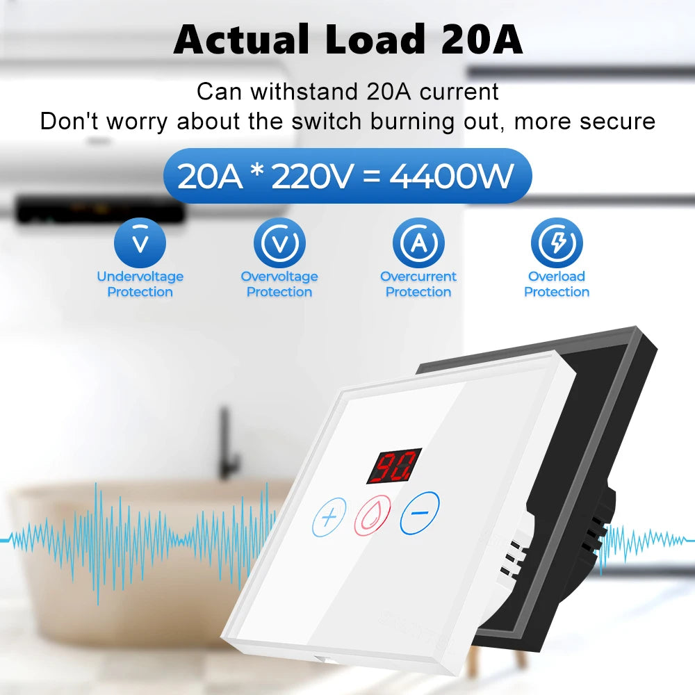 Tuya Smart 4400W 20A Power Monitor With Timer WiFi Boiler Switch Water Heater Air Conditione  EU/US Works For Alexa Google Home